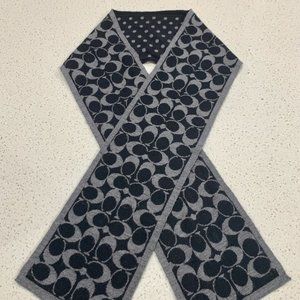 Coach Merino Wool Reversible Logo Polka Dot Scarf